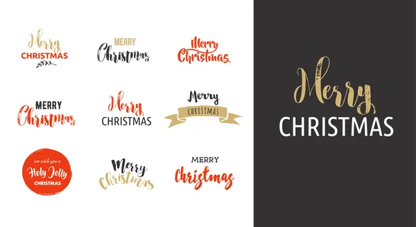 Merry Christmas lettering and typography for greeting card, poster, banner — Stock Vector