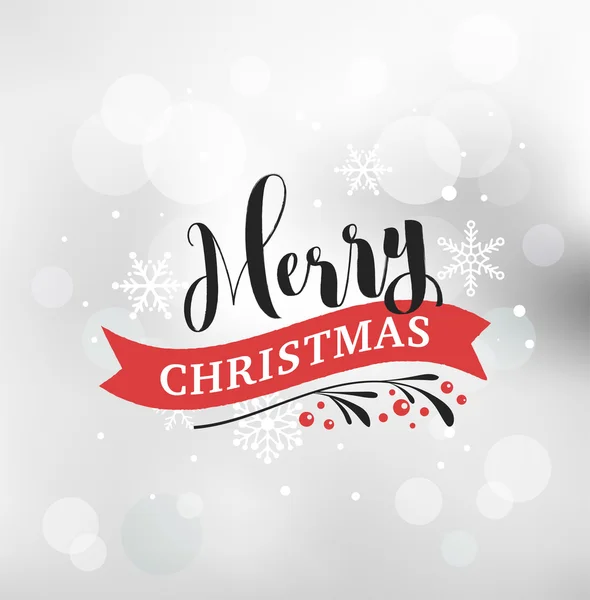 Merry Christmas wenskaart, poster en banner met belettering — Stockvector