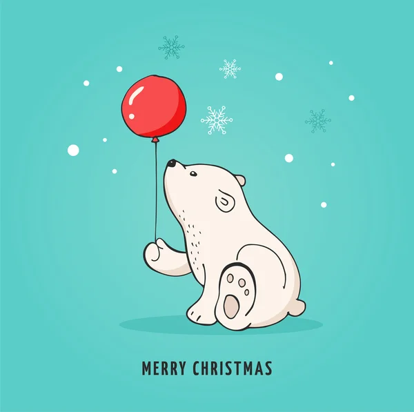 Ours polaire dessiné à la main, ensemble d'ours mignon, ours mère et bébé, couple d'ours. Joyeux voeux de Noël avec les ours — Image vectorielle