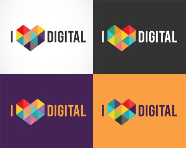 Yaratıcı, dijital soyut renkli simgeler, öğeleri ve semboller, logo toplama, şablon