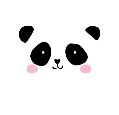 Sevimli Panda ayısı illüstrasyonlar, elle çizilmiş öğeleri, siyah ve beyaz simgeler vektör