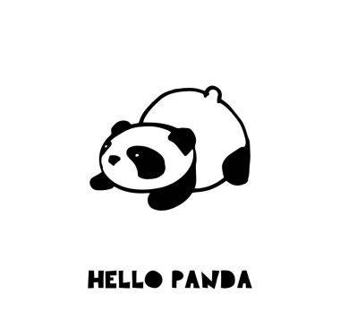 Sevimli Panda ayısı illüstrasyonlar, elle çizilmiş öğeleri, siyah ve beyaz simgeler vektör