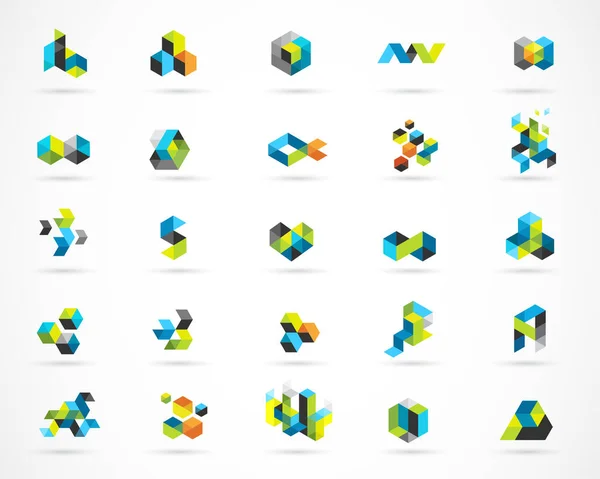 創造的なデジタル抽象的なカラフルなアイコン、要素と記号、ロゴのコレクションのテンプレート — ストックベクタ