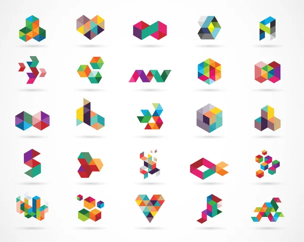 Icônes, éléments et symboles créatifs, abstraits et colorés, collection de logo, modèle — Image vectorielle