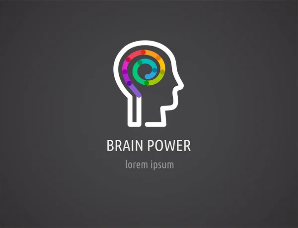 Icône colorée abstraite créative et numérique de la tête, de l'esprit et du cerveau humain — Image vectorielle
