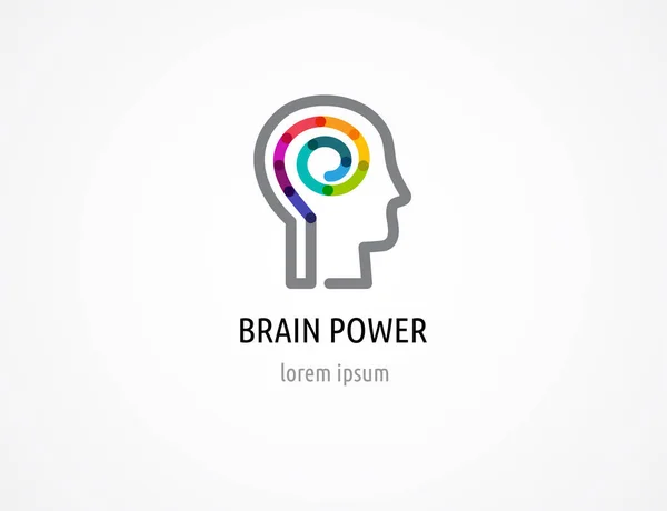 Icono colorido abstracto creativo, digital de la cabeza humana, mente, símbolo del cerebro — Vector de stock