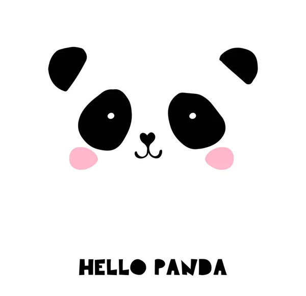 Lindo oso Panda ilustraciones, vector dibujado a mano elementos, iconos en blanco y negro — Vector de stock