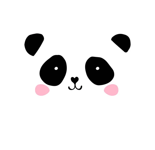 Ilustrasi beruang Panda imut, elemen gambar tangan vektor, ikon hitam dan putih Stok Ilustrasi Bebas Royalti