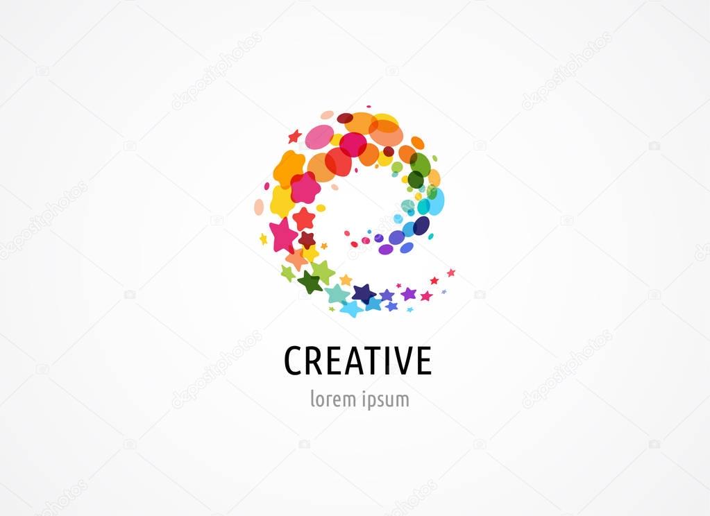 Creative, digital abstract colorful icons, elements and symbol, logo, template with letter