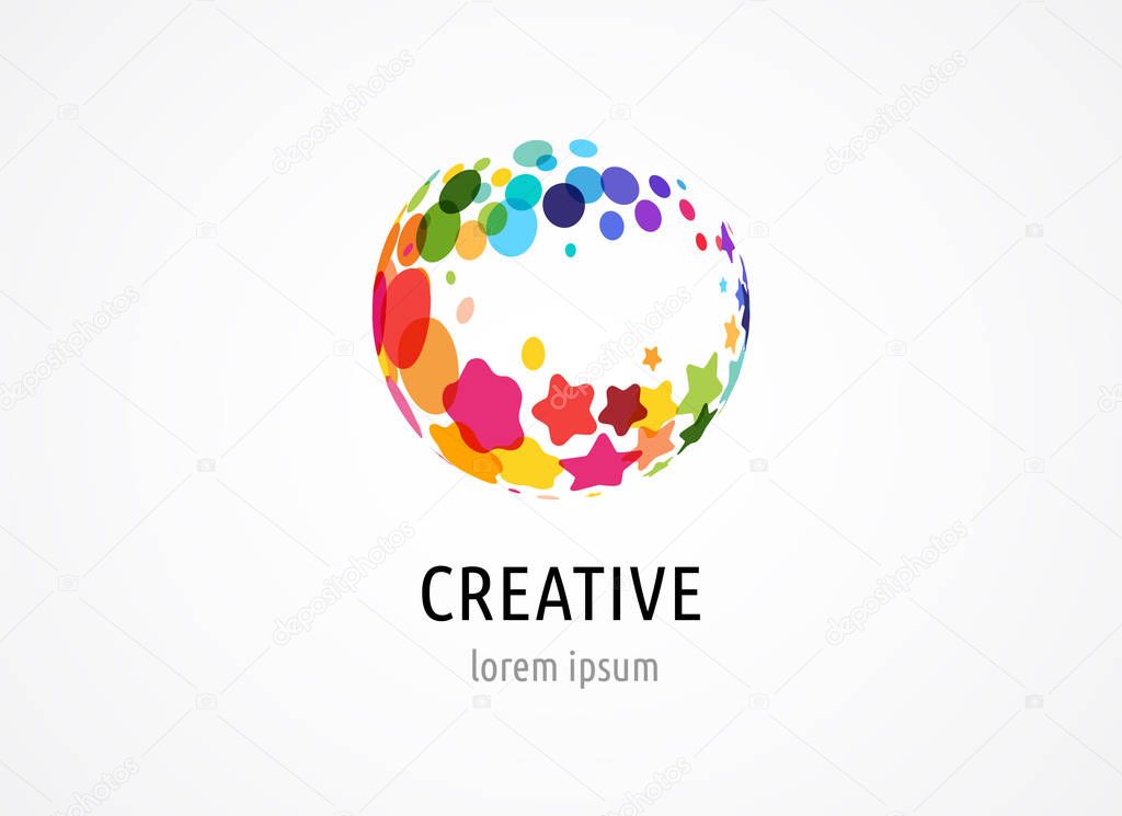 Creative, digital abstract colorful icons, elements and symbol, logo, template with letter