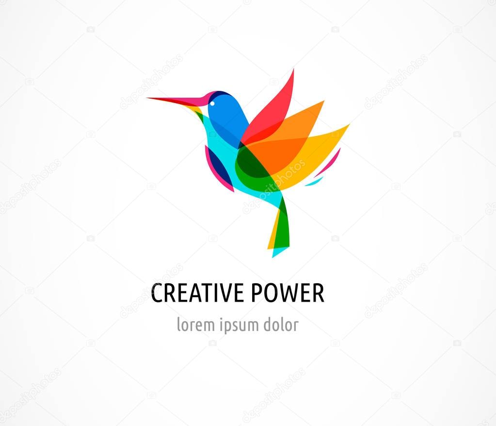 Hummingbird, Creative, digital abstract and bird colorful icon