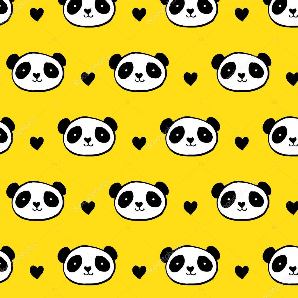 Cute Panda bear seamless pattern