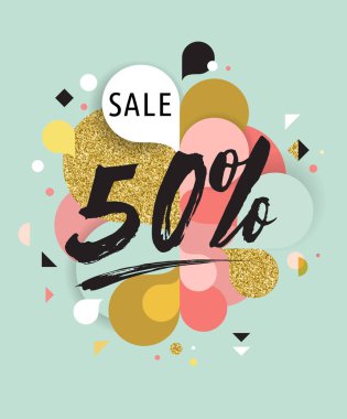 Süper Satılık modern collorful, altın afiş, arka plan, vektör çizim