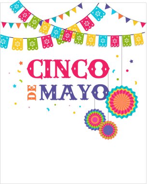 Cinco de mayo, Meksika fiesta afiş ve afiş tasarımı bayraklar, süsleme ile,