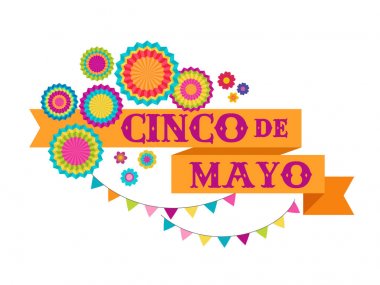 Cinco de mayo, Meksika fiesta afiş ve afiş tasarımı bayraklar, süsleme ile,