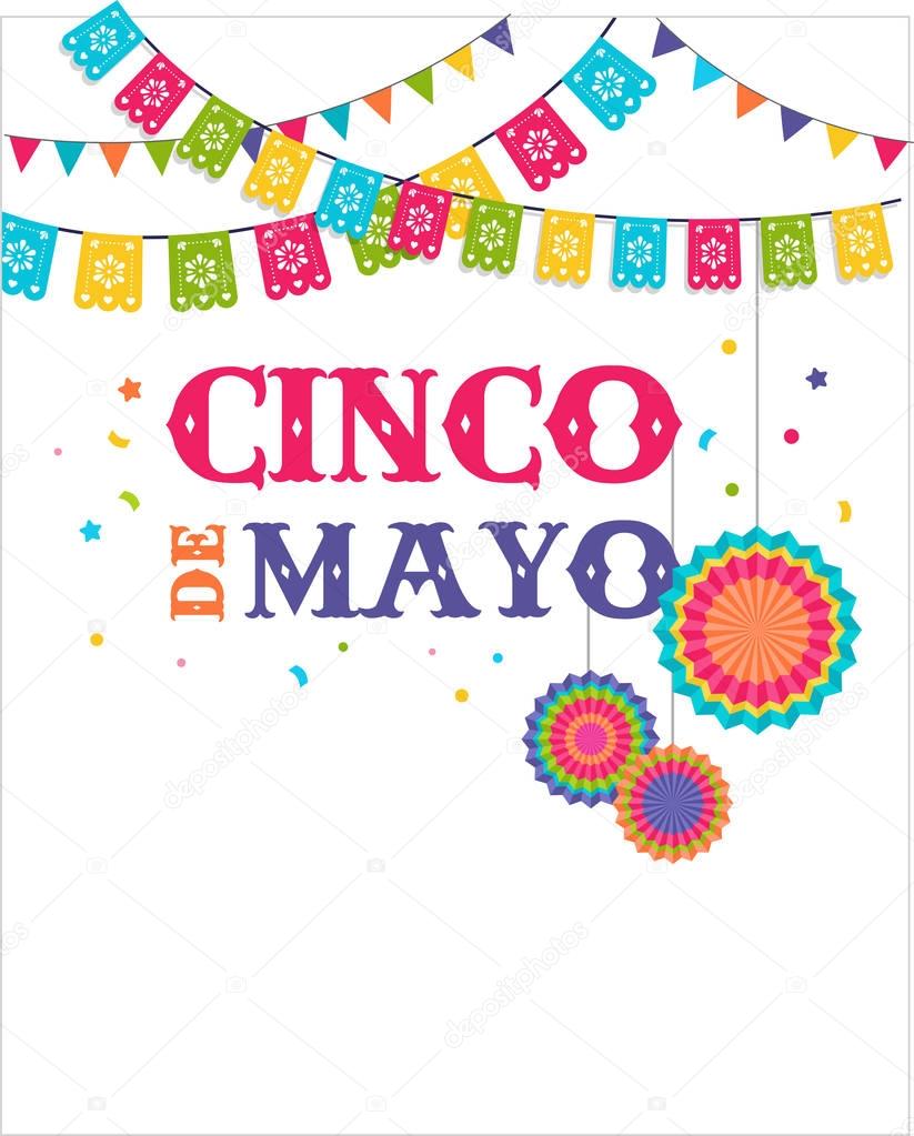 Cinco de mayo, Mexican fiesta banner and poster design with flags, decorations,