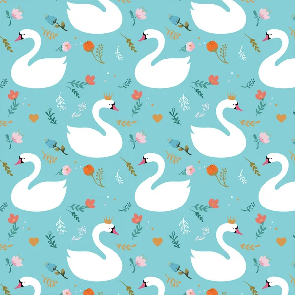 Sin costuras patrón de cisne vector ilustración — Vector de stock