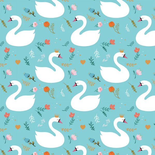 Illustration vectorielle de motif cygne sans couture — Image vectorielle