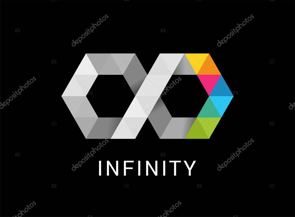 Colorful abstract infinity, endless symbol and icon, modern clean style