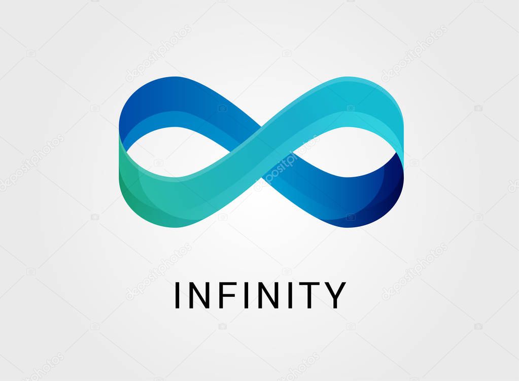 Blue abstract infinity, endless symbol and icon, modern clean style