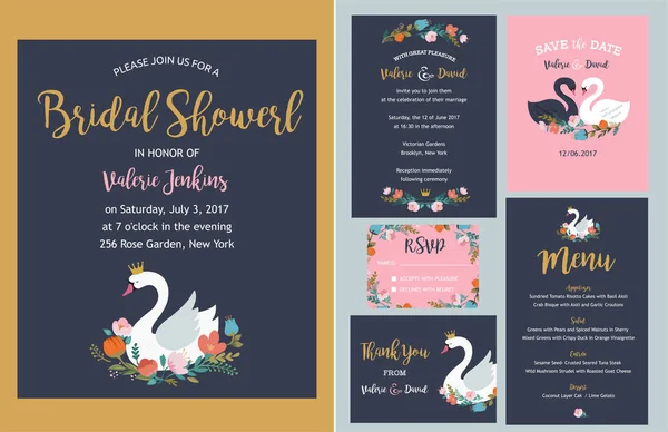 Conjunto de casamento e aniversário — Vetor de Stock