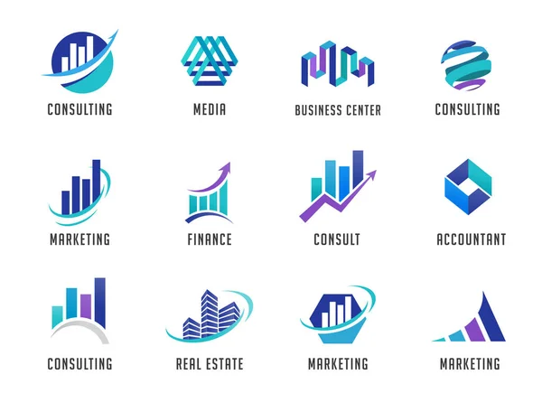Logos marketing, financiers, commerciaux et commerciaux — Image vectorielle