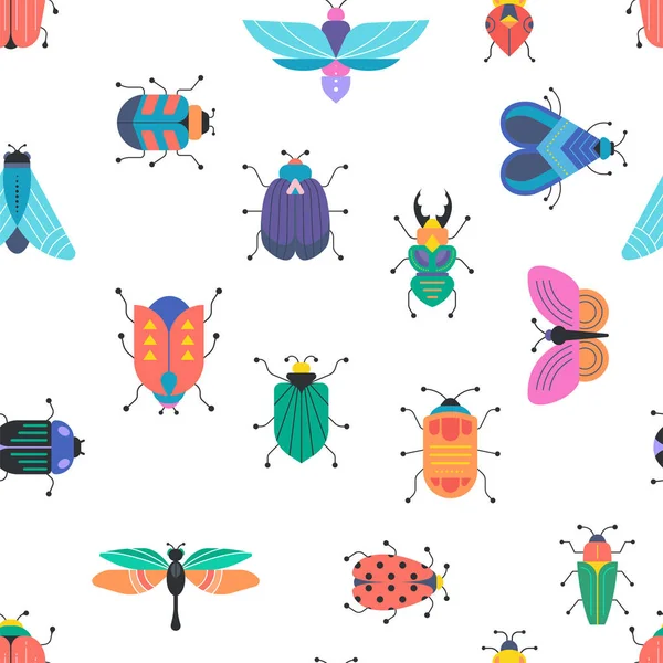 Bugs, insetos, Borboleta, conjunto de joaninhas —  Vetores de Stock