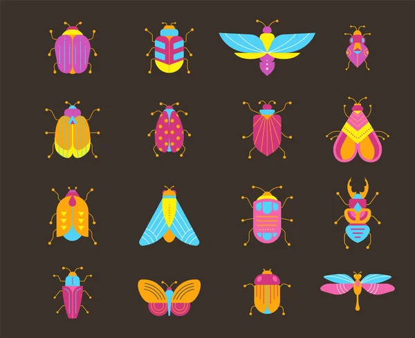 Chyby, hmyz, motýl, sada Beruška — Stockový vektor