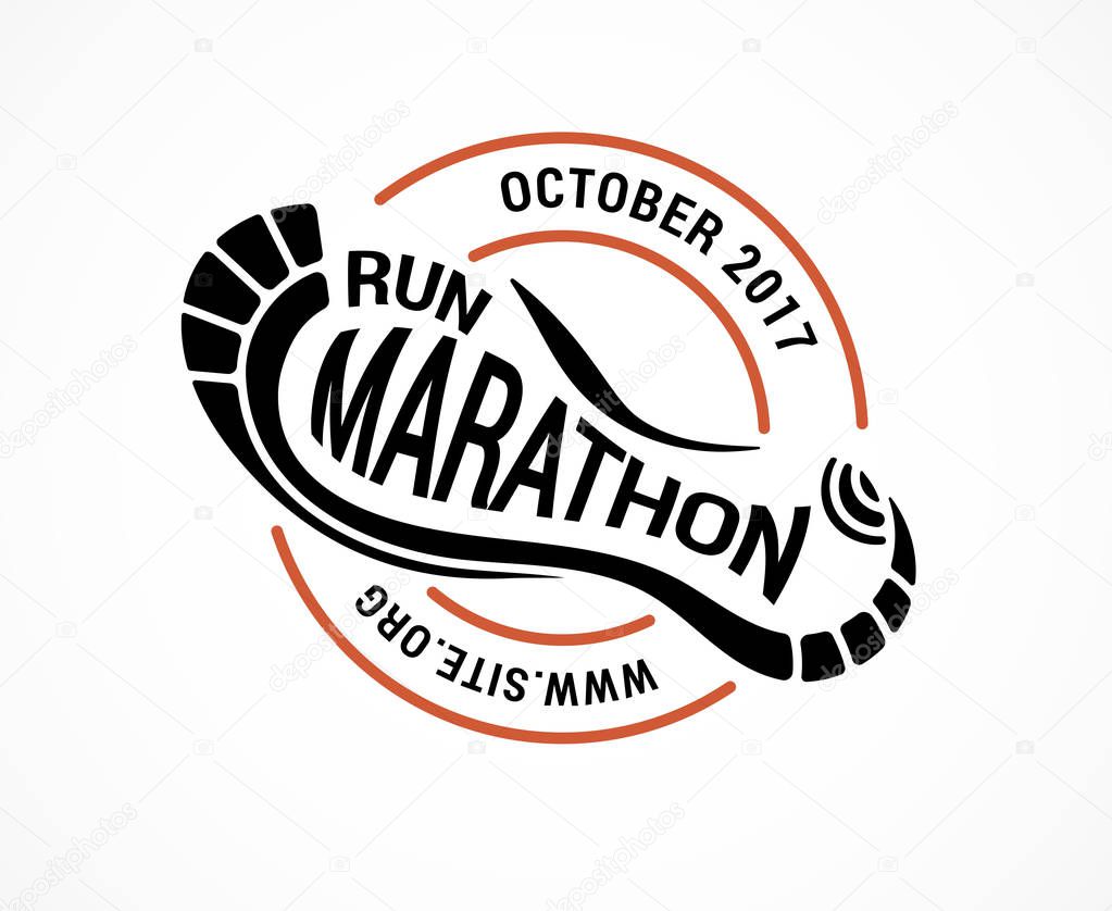 Run icon, symbol, marathon poster and logo