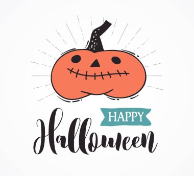 Cadılar Bayramı partisi, elle çizilmiş modern kartları, illüstrasyonlar set