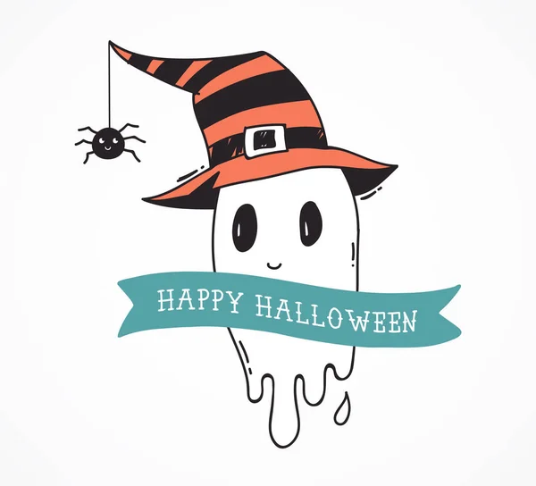 Festa de Halloween, cartas modernas desenhadas à mão, ilustrações conjunto — Vetor de Stock