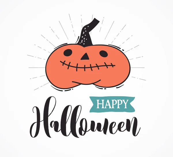 Festa di Halloween, carte moderne disegnate a mano, set illustrazioni — Vettoriale Stock