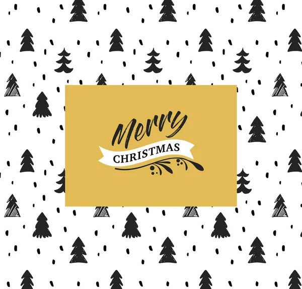 Весела різдвяна мальована листівка, дизайн букви — стоковий вектор
