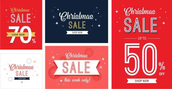 Kerstmis verkoop banner set, achtergrond, ontwerpsjabloon — Stockvector