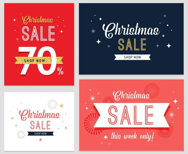 Karácsonyi eladó banner set, háttérrel tervezősablon — Stock Vector