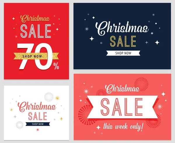 Conjunto de banner de venta de Navidad, fondo, plantilla de diseño — Archivo Imágenes Vectoriales