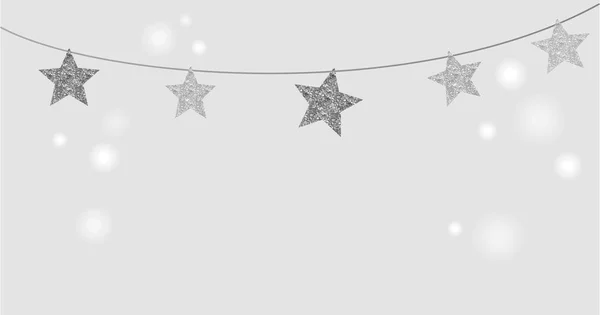 Joyeux Noël fond propre avec des guirlandes étoiles — Image vectorielle