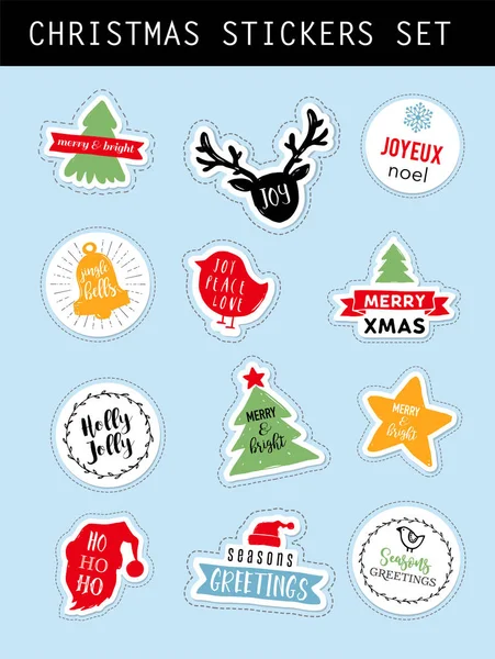 Christmas winter stickers set — Stock Vector