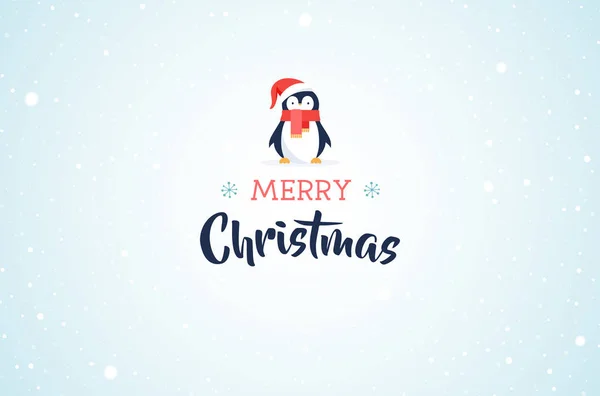 Merry Christmas banner with a cute penguin — Stock Vector