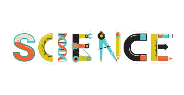 Science banner, typography and background — Stock Vector
