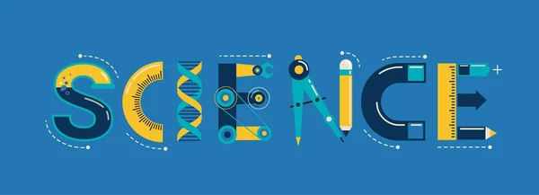 Bannière scientifique, typographie et fond — Image vectorielle