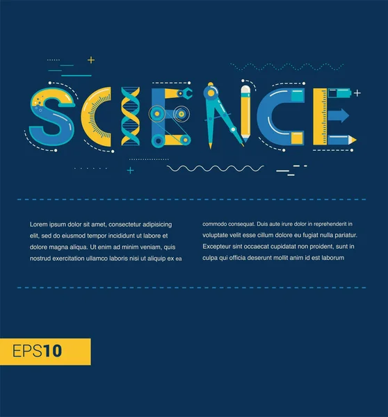 Vetenskap Banner Typografi Och Bakgrund Teknik Ingenjörsvetenskap Matematik Utbildning Konceptdesign — Stock vektor