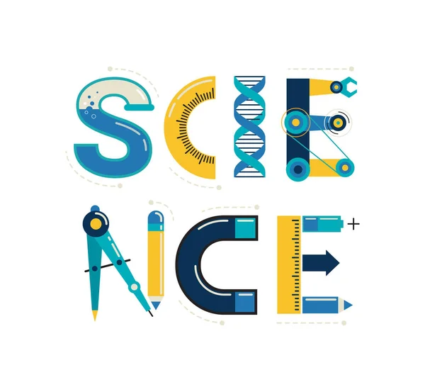 Science Banner Typography Background Technology Engineering Mathematics Education Concept Typography — Stock Vector