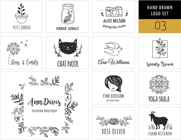 Coleção Simples Elegante Logotipos Ilustrações Modernas Elementos Desenhados Mão Vetoriais — Vetor de Stock