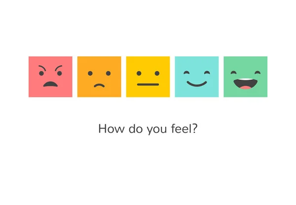 Design de conceito de feedback, emoticon, emoji e sorriso, escala de emoções —  Vetores de Stock