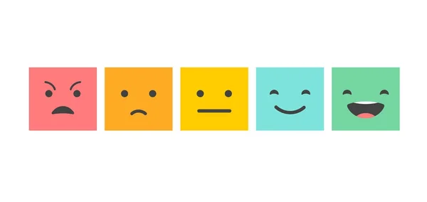 Feedback-Konzeption, Emoticon, Emoji und Lächeln, Emotionsskala — Stockvektor