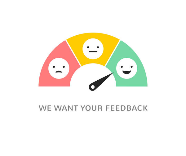 Концепция обратной связи, смайлик, смайлик и улыбка, шкала эмоций
 