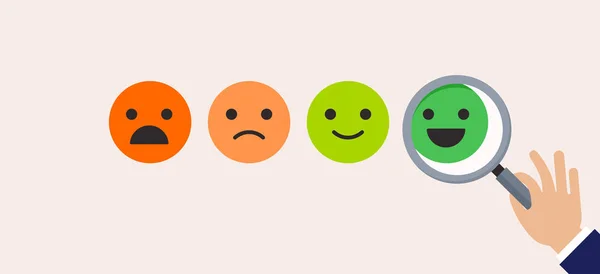 Σχεδιασμός concept ανατροφοδότηση, φατσούλα, emoji και χαμόγελο, emoticons κλίμακα — Διανυσματικό Αρχείο