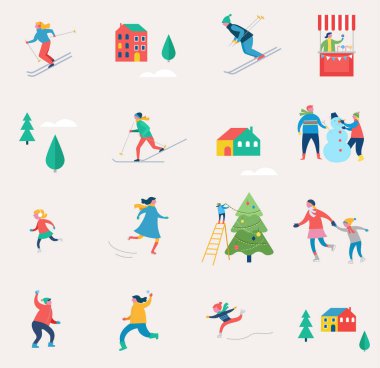 Kış spor sahne, Noel Festivali ve Fuarı, aileler çocuklarla dalga