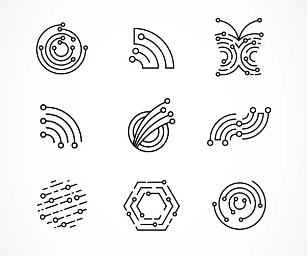 Conjunto de logotipos - tecnologia, ícones tecnológicos e símbolos —  Vetores de Stock